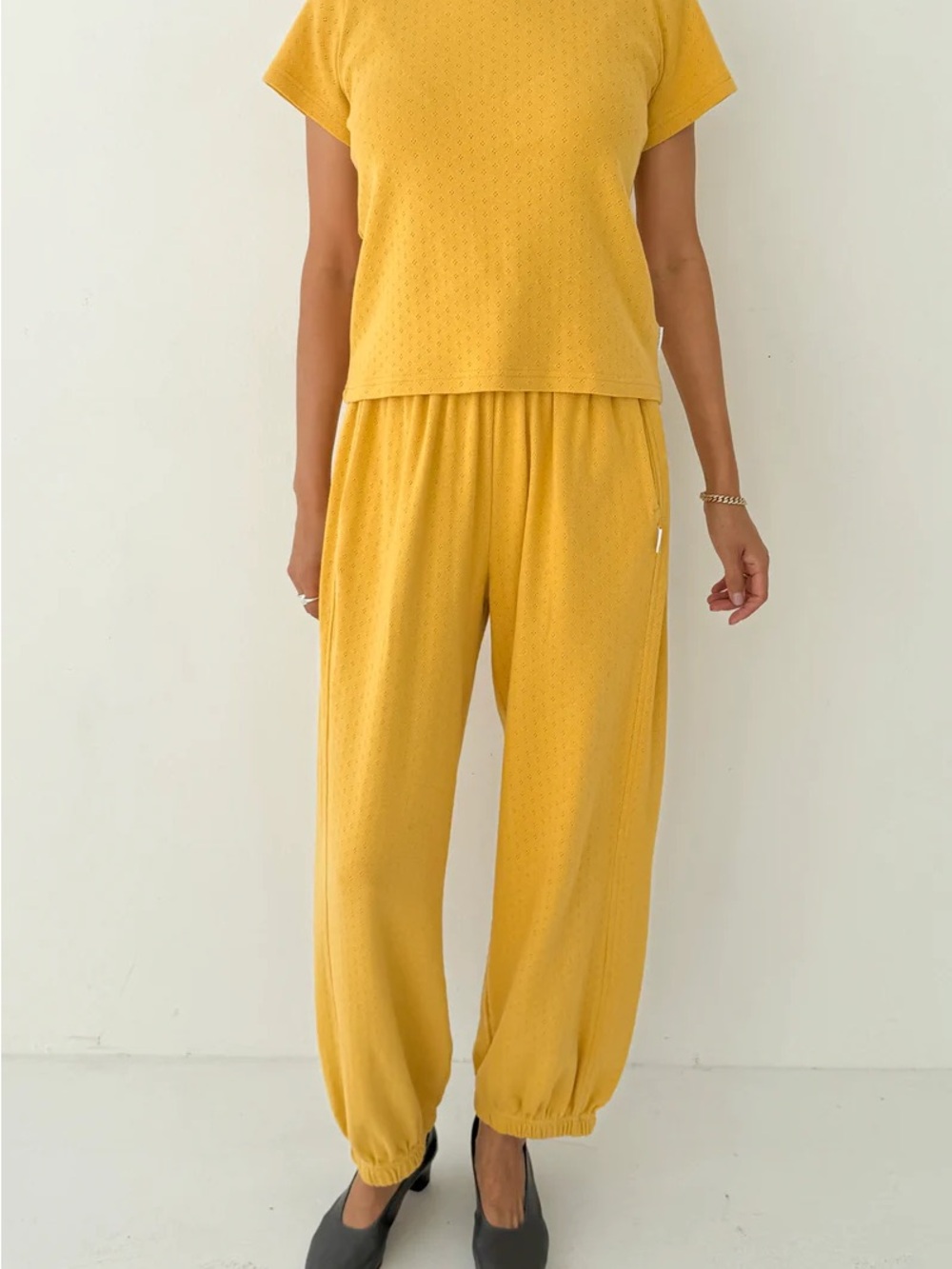 Le Bon Shoppe Pointelle Balloon Pants In Deep Yellow - Picture 5 of 8